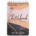 Скетчбук, крафт-бумага 80 г/м2, 142х212 мм, 120 л., гребень, твердая обложка, BRAUBERG ART DEBUT, 112998