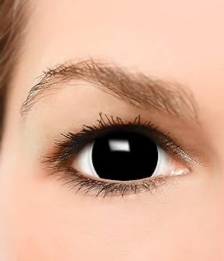 Увеличивающие черные crazy линзы / Черные линзы для фотосессий / Полная тонировка