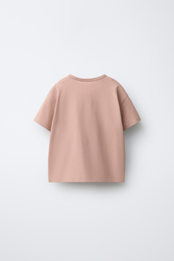 ZARA ОДНОТОННАЯ ФУТБОЛКА, ШОКОЛАДНЫЙ