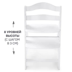 Стульчик для кормления ребенка, 55х47х76, Лео, деревянный, с регулировкой по высоте, массив берез, белый, Dipriz