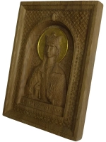 Освященная Икона Людмила Чешская резная из дуба