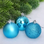 Новогодние шары 6 см (набор 24 шт) «Микс фактур», голубой