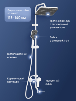 Душевая стойка STWORKI Киркенес S45175WH белая