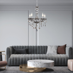 Люстра подвесная 5x40Вт Е14, металл/стекло/хрусталь, хром/дымчатый