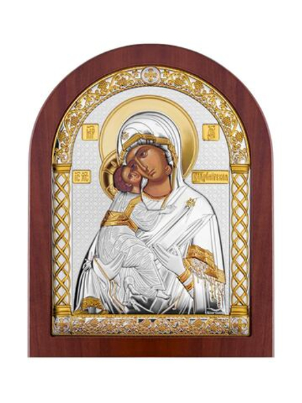 Владимирская БМ, икона арочная, красное дерево 60х75