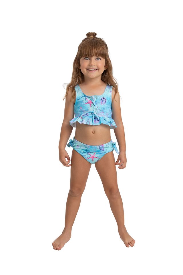 Бирюзовый раздельный купальник для девочек