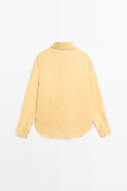 Massimo Dutti Рубашка из 100% рами с драпировкой, желтый