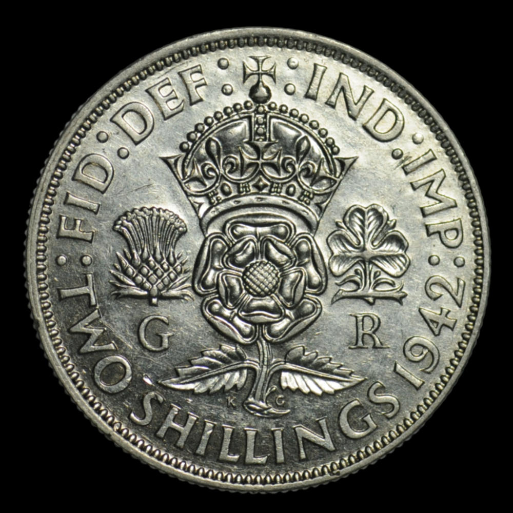 2 шиллинга 1942 г. Великобритания серебро