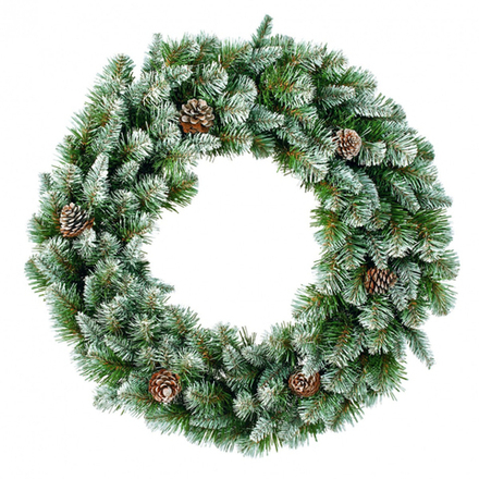 Венок Императрица  с шишками диаметр 45см заснеженная Triumph Tree