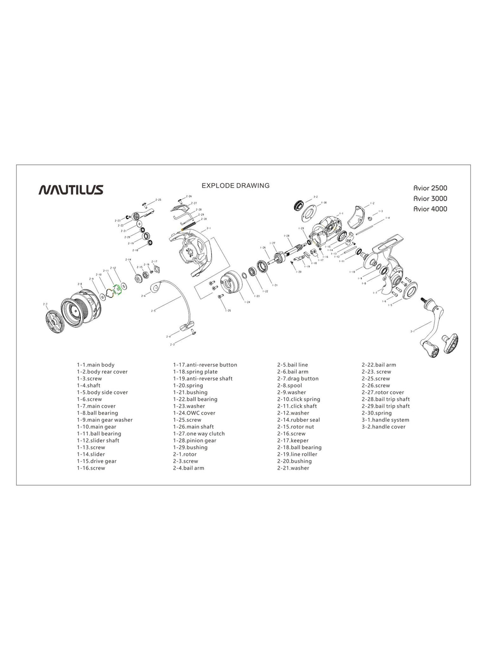 Катушка для спиннинга Nautilus Avior 3000