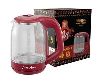Чайник электр. Матрена MA-006 вишневый (диск, 1,8л) 1,5кВт, стекло/пластик 5415