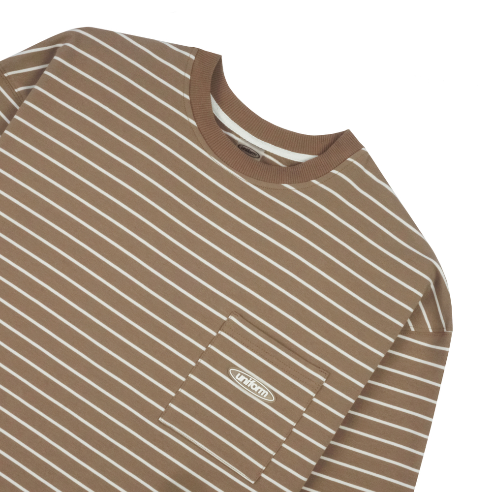 Лонгслив Uniform relaxed pocket stripe бежевый