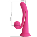 Розовый вибратор на присоске с закрученным клиторальным отростком - 20 см. (Цвет: розовый)