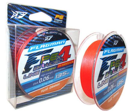 FLAGMAN Шнур PE Hybrid F4 135м FluoOrange 0,06мм 2,7кг 6lb