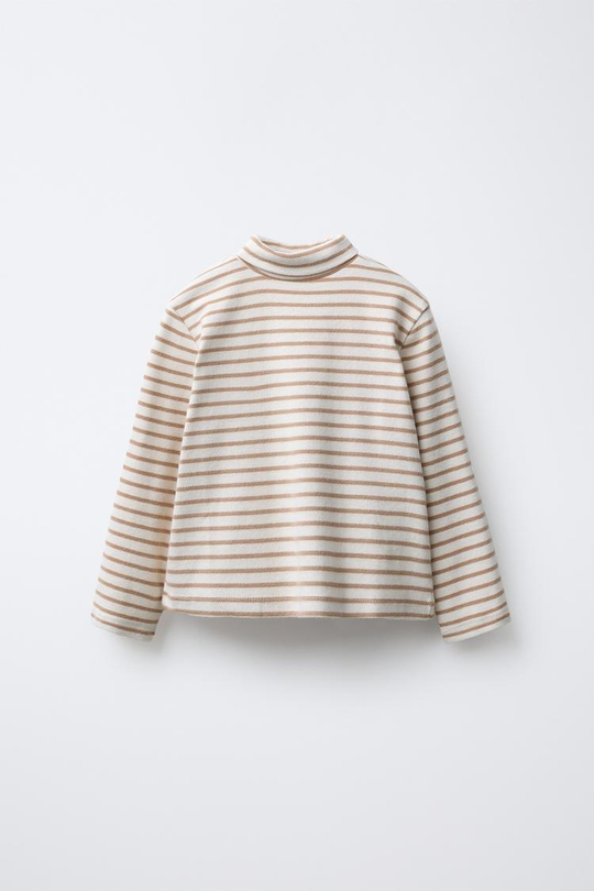 ZARA ТОП С ВОРОТНИКОМ-СТОЙКОЙ, ПОЛОСКИ