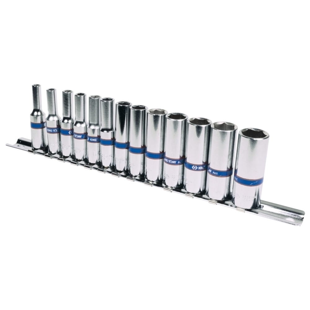 KING TONY (2311MR) Набор глубоких торцевых головок 1/4", 6-гранные, 4-14 мм, 13 предметов