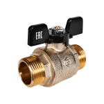 Кран шаровой полнопроходной STOUT - 1" (НР/НР, PN40, Tmax 150°C, ручка-бабочка черная)