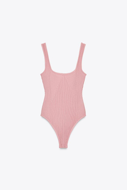 ZARA БОДИ НА БРЕТЕЛЯХ, ПУДРОВО-РОЗОВЫЙ