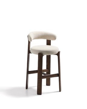 Барный стул Granite из бежевой синели и ясеня с отделкой орех 75 см