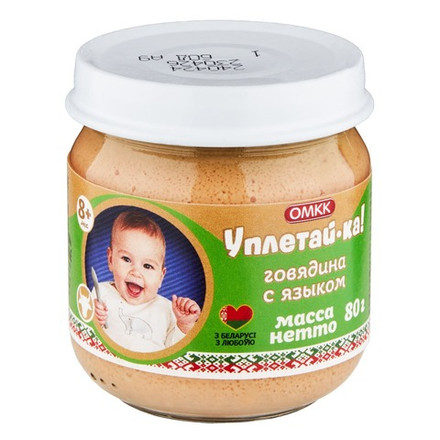 Пюре "Уплетай-ка" Говядина с языком 80г. стекло ОМКК