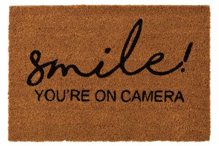 Коврик придверный "Улыбайтесь! Вас снимает камера." 60x40x2см Кокос