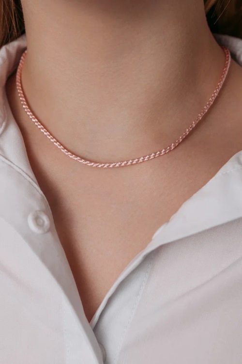 Колье "Плетёное" из шёлка розовое
