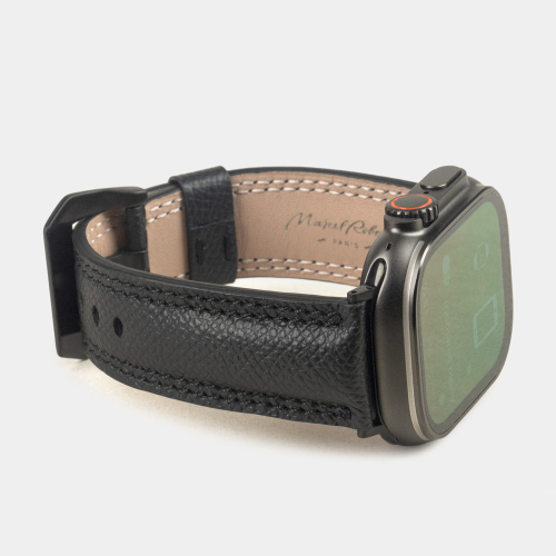 Ремешок для Apple Watch Ultra 49mm из кожи сафьяно,черного цвета