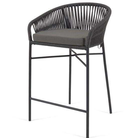 Веревочный барный стул Yanet черного цвета 80 см