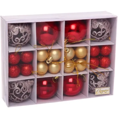 Набор украшений «Образ праздника» 6 см + 4 см, Золото, розовое золото, красный