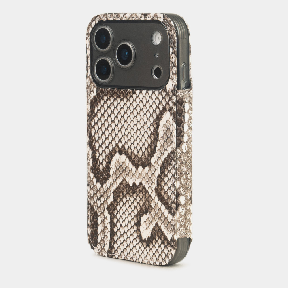 Чехол-книжка кожаная для iPhone 17 Pro Max, питон натурального цвета