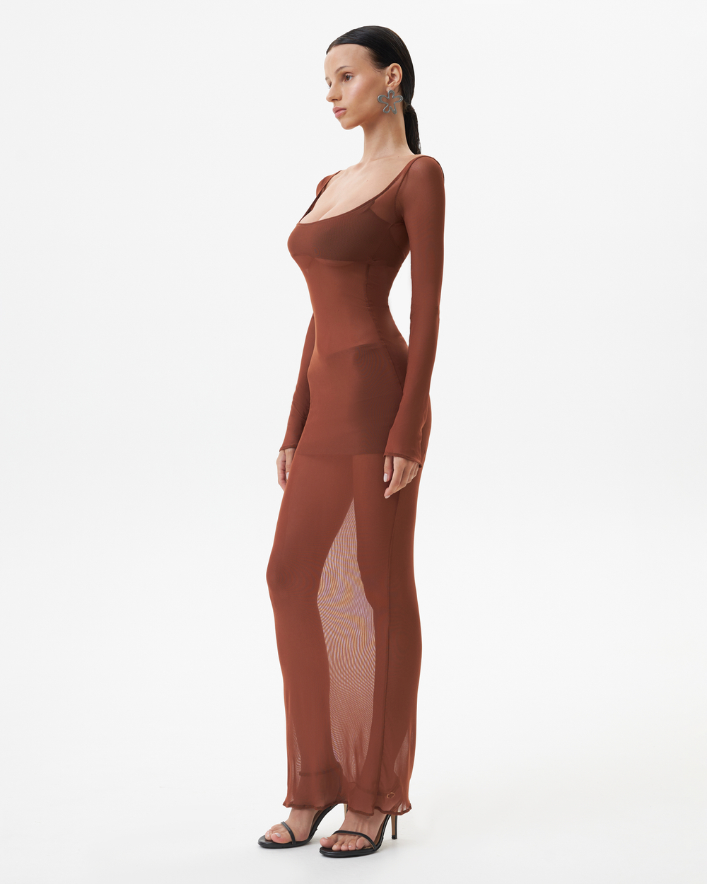 BROWN MESH DRESS