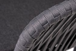 "Бордо" стул плетеный из роупа, каркас алюминий темно-серый (RAL7024) шагрень, роуп серый 15мм, ткань темно-серая 027