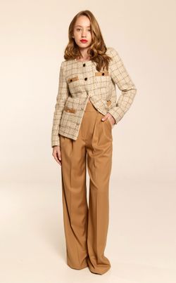 Брюки-палаццо бежевые из итальянской вискозы