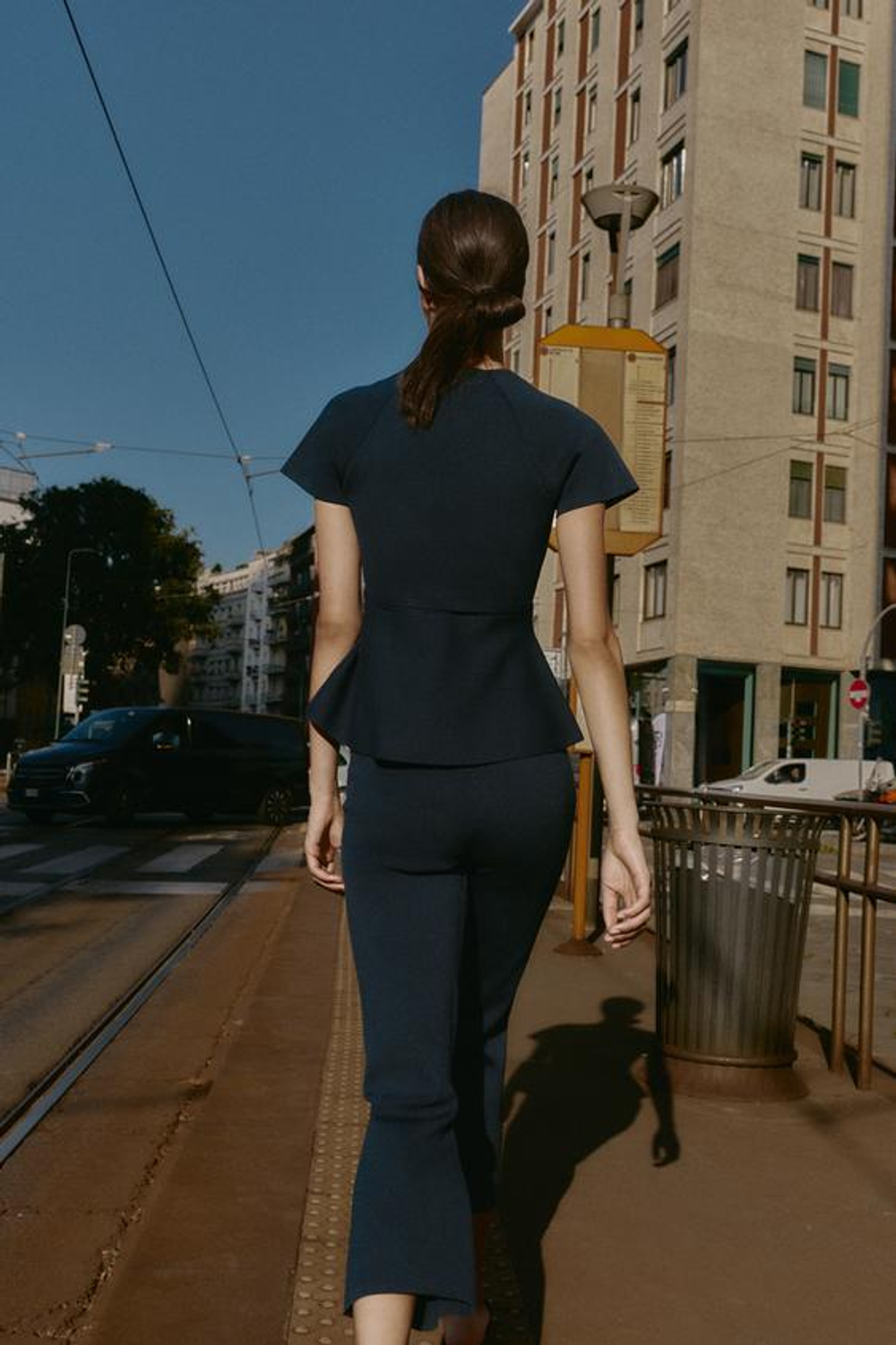 ZARA ПРЯМЫЕ ТРИКОТАЖНЫЕ БРЮКИ, МОРСКОЙ СИНИЙ