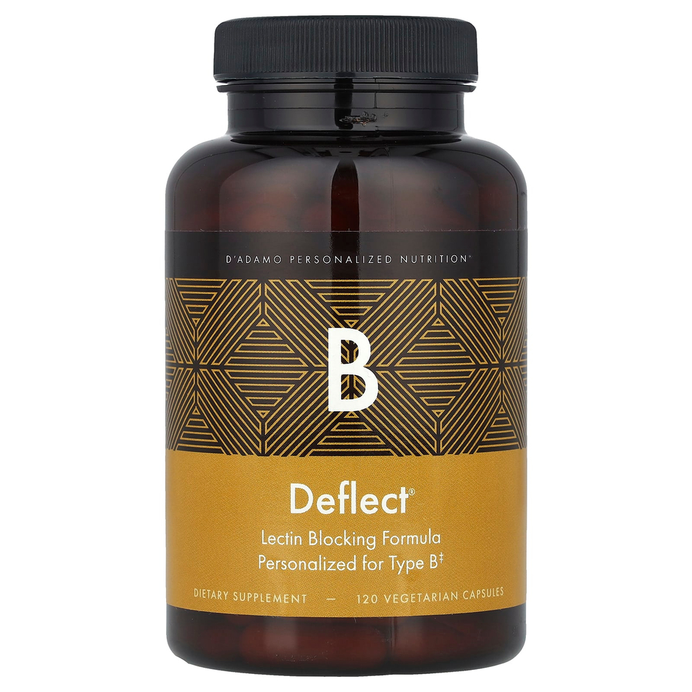 D'adamo, Deflect® B, формула, блокирующая лектин, 120 вегетарианских капсул