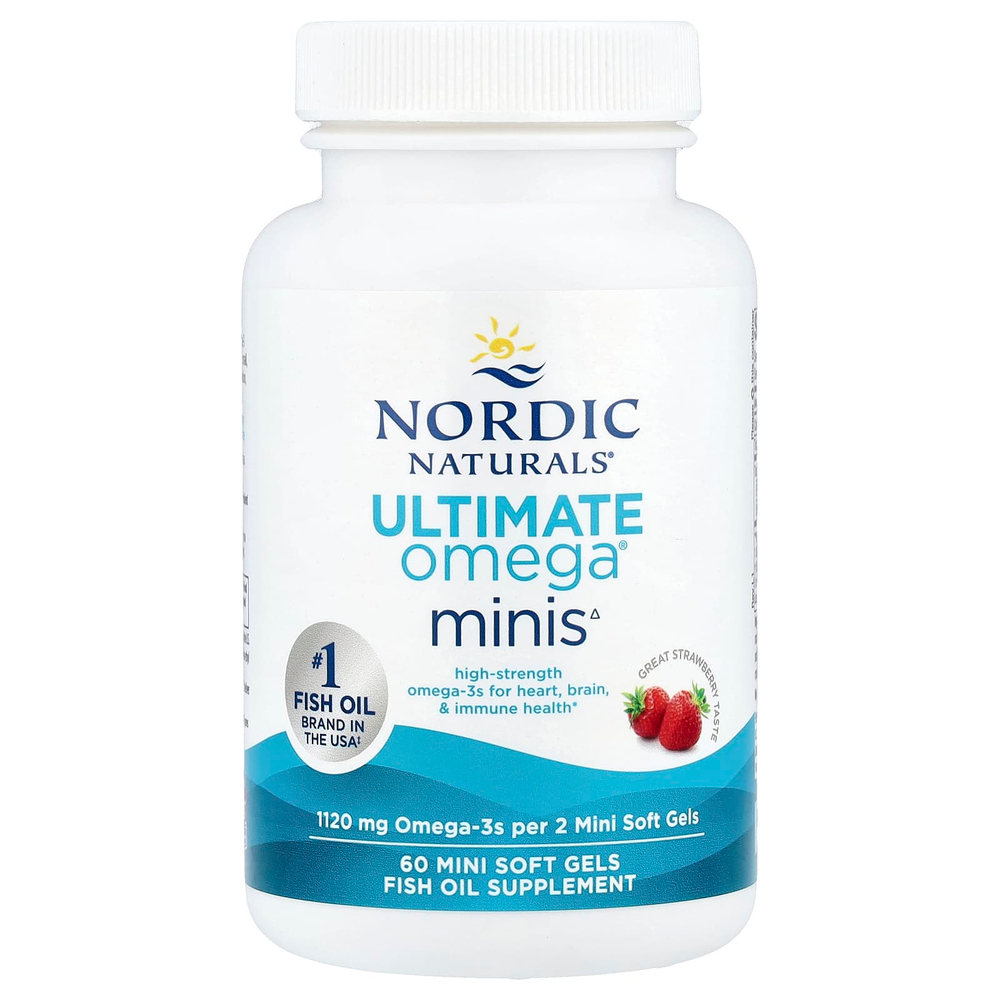 Nordic Naturals, Ultimate Omega® мини, со вкусом клубники, 60 миникапсул (560 мг в 1 капсуле)