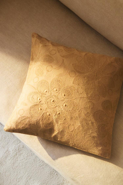 ZARA HOME ХЛОПКОВЫЙ ЧЕХОЛ ДЛЯ ДЕКОРАТИВНОЙ ПОДУШКИ С ЦВЕТОЧНОЙ ВЫШИВКОЙ, БЕЖЕВЫЙ