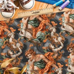 Ткань премиум атлас фантазия на тему искусства