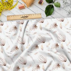 Ткань сатин растения минималистичные