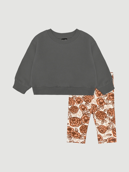 Комплект Mjölk Свитшот Steel Grey/Легинсы Roses