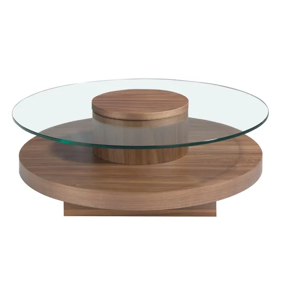 Журнальный столик Angel Cerda 2052, Ø100 см, стекло, орех
