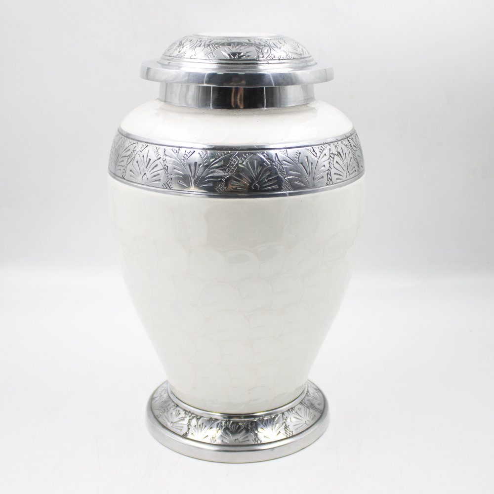 Урна для праха металл "Амфора Перламутр" белая