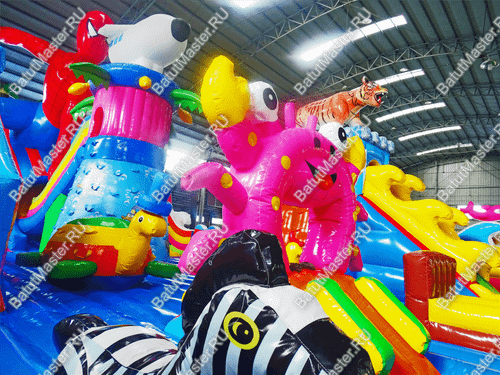 Мега-батут "Хамелеон и динозавры", 22*10*7 м