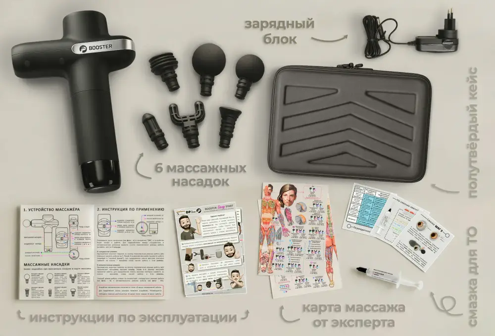 Массажёр Booster U1 комплект насадок и инструкций