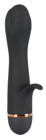 Чёрный вибратор-тюльпан Bendy Tulip с клиторальным лепестком - 16,4 см. (Цвет: черный)