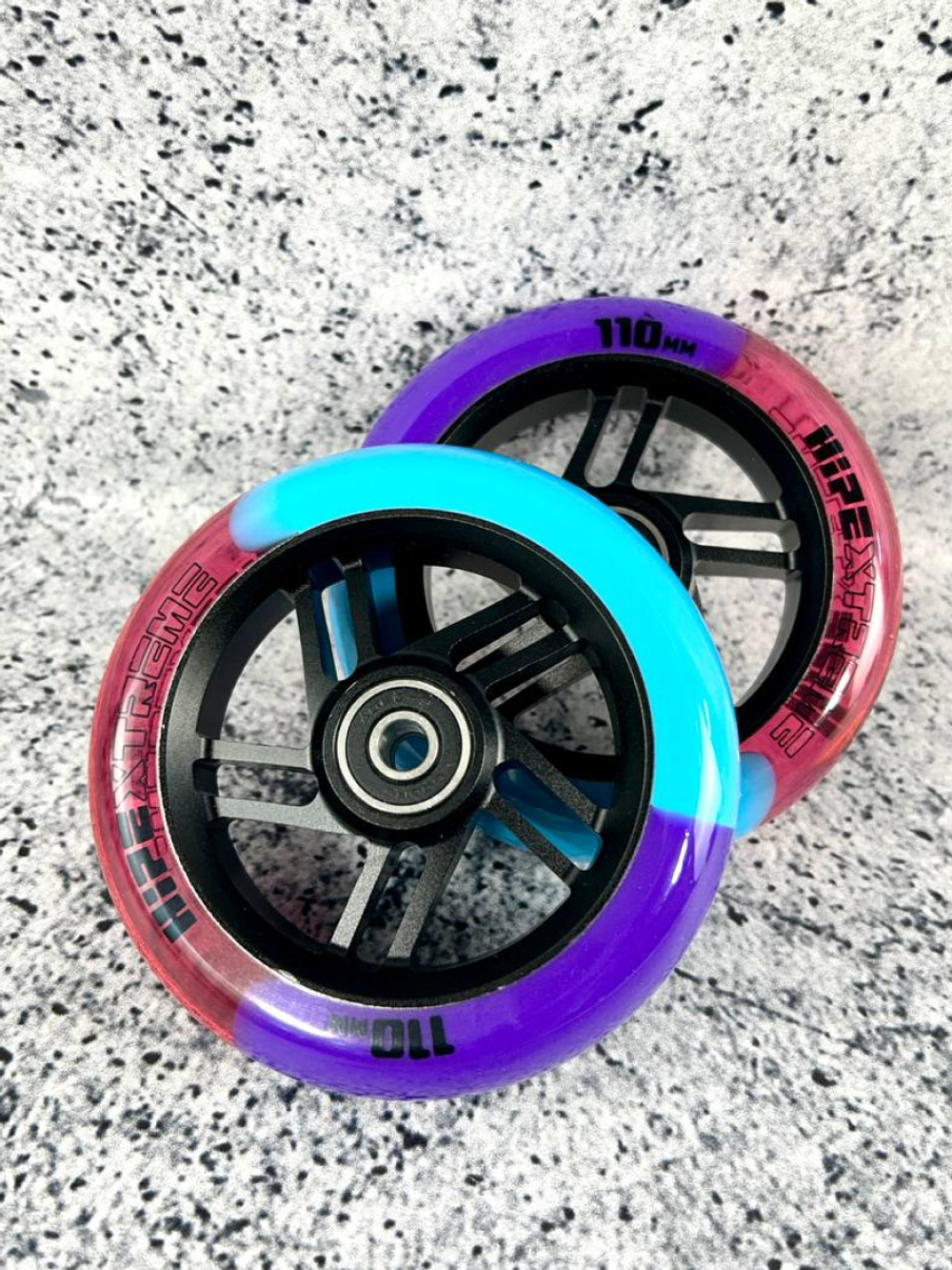 Набор колес HIPExtreme H5 mix 110*24 мм, черный/розовый/голубой/фиолетовый