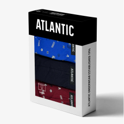 Мужские трусы боксеры (небесно-голубой + темно-синий + винный) набор 3 в1 ATLANTIC Cool 3MH-188