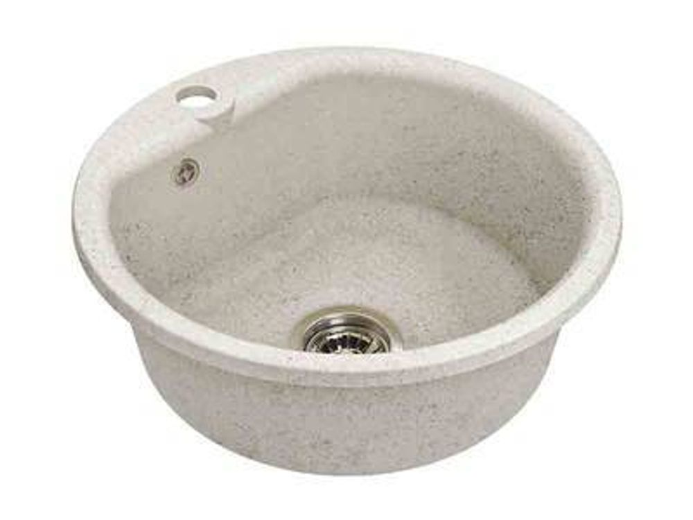 Мойка врезная круглая Granfest Smart d 435 белая, мрамор, без сифона