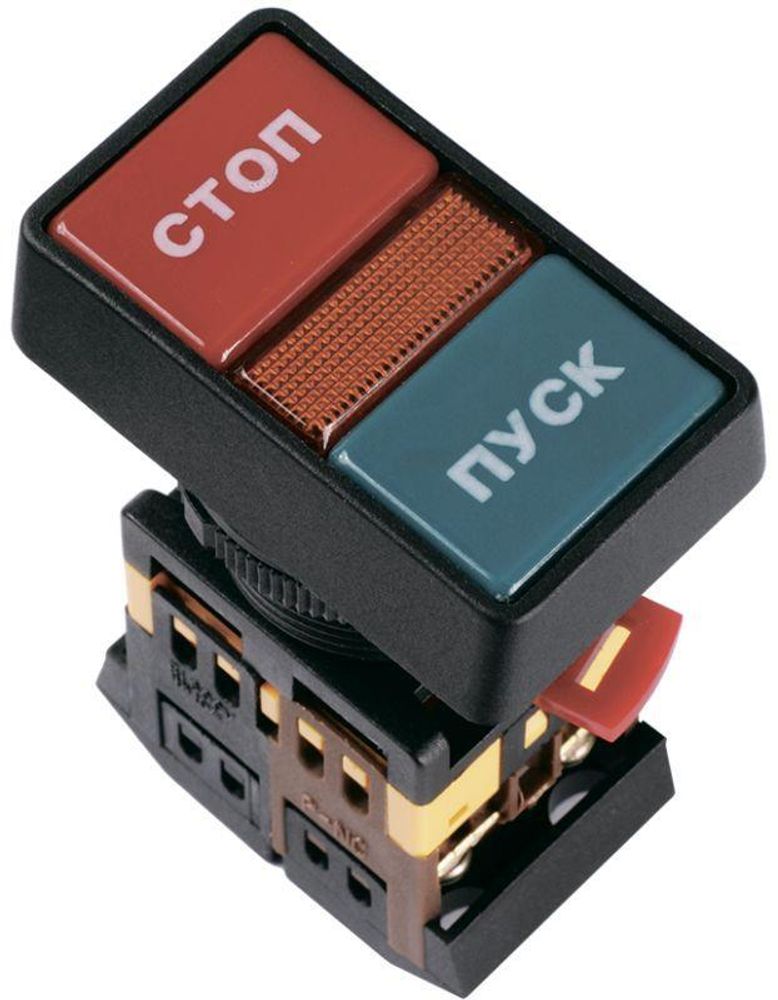 Кнопка PPBB-30N &quot;Пуск-Стоп&quot; d30мм 1з+1р 240В неон IEK BBD21-PPBB-K51