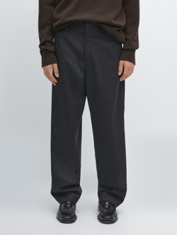 Massimo Dutti Брюки с поясом и внутренней эластичной вставкой, черный